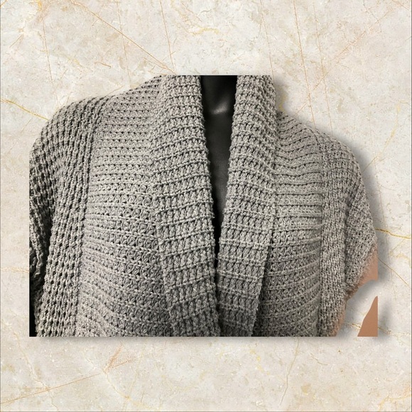 Foreign Exchange Oversize Gray Sweater SZ L Women Knit Cardigan Chunky Lagenlook - Picture 3 of 10